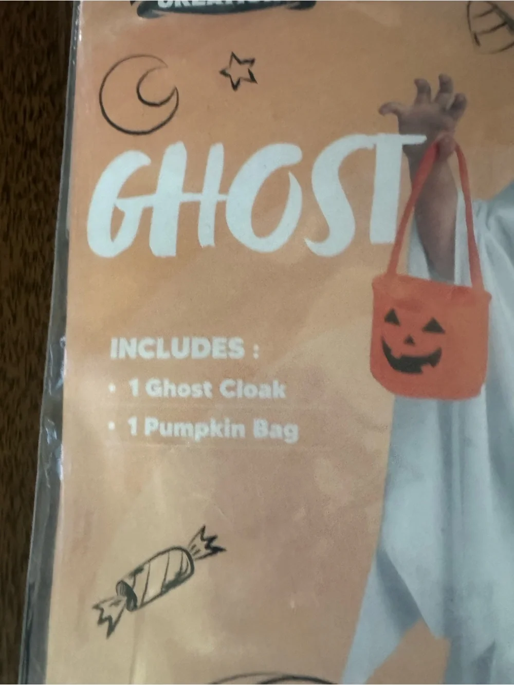 Spooktacular Creations Kids White Ghost Costume with Pumpkin Bag